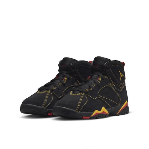 Jordan (PS) Jordan 7 Retro Black/Citrus-Varsity Red - Picture 1 of 7